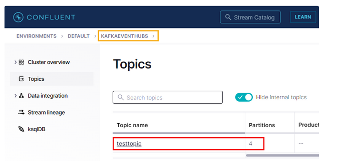 Azure Kafka: Kafka Topic Name