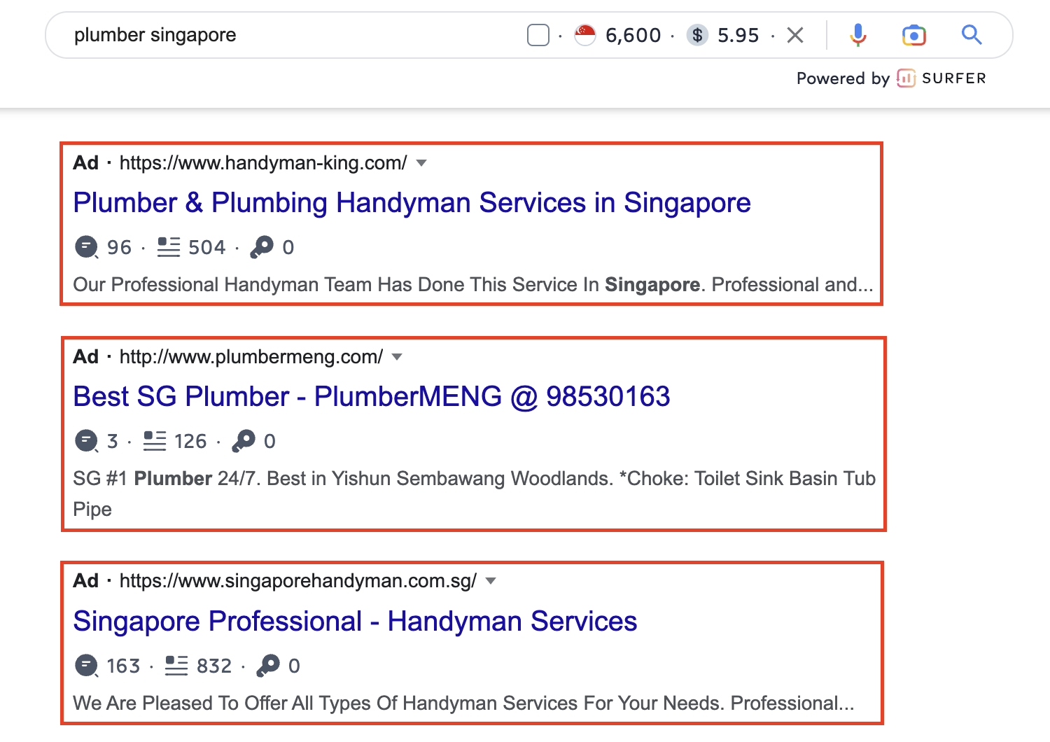seo sem work together plumber google ads example