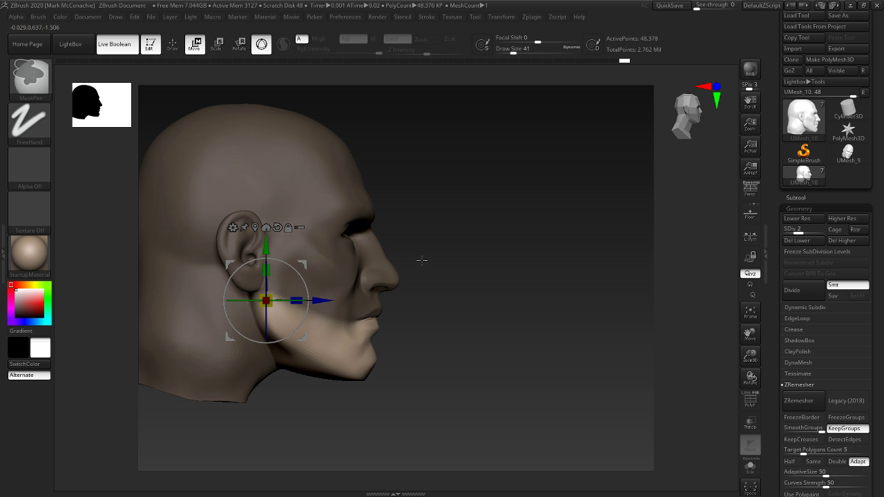 zbrush can you move a mask up