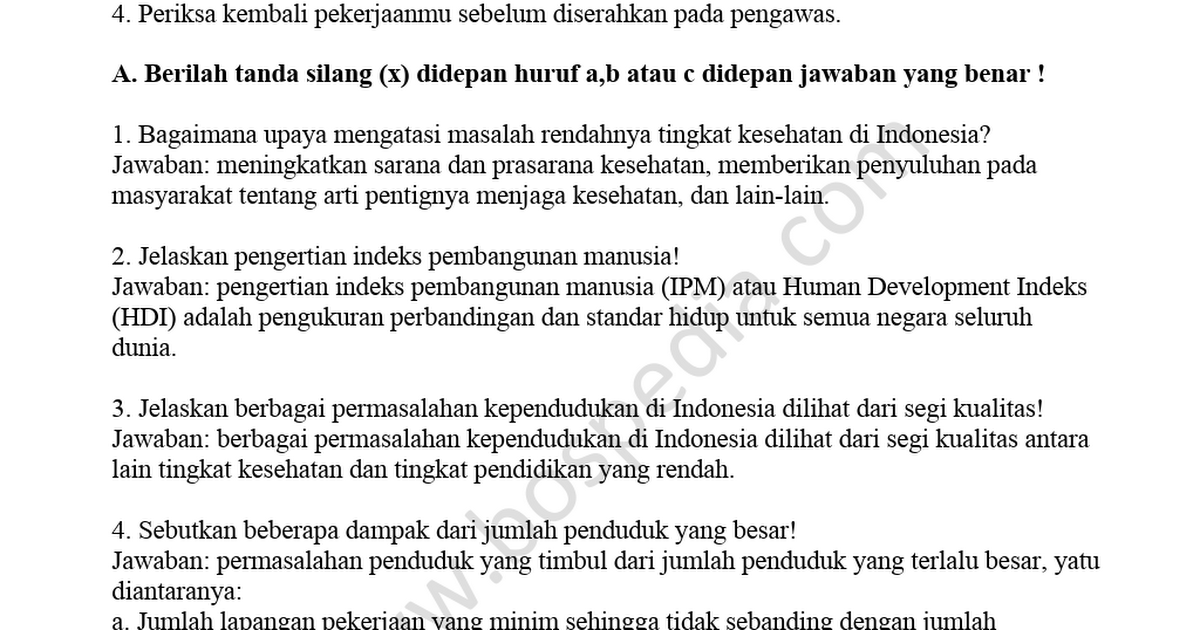 Soal Geografi Essay Kelas 11 Guru Paud