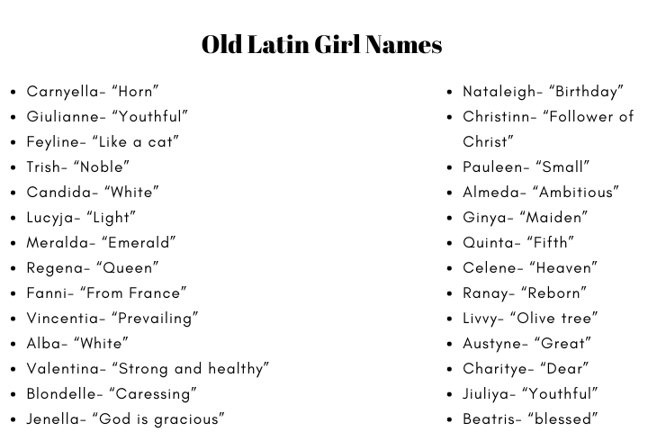 Old Latin Girl Names