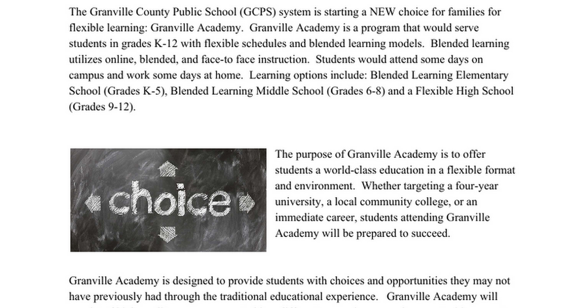 Final Granville Academy Press Release