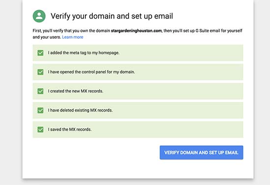 Verificar domínio e configurar e-mail