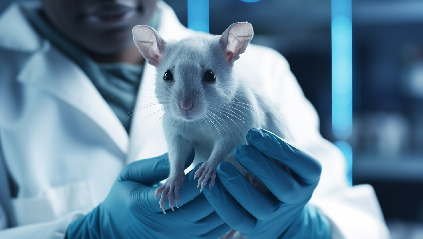 scientist holding rat