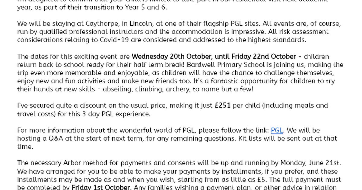 2021/2022 Residential Letter 1 Y5 and 6