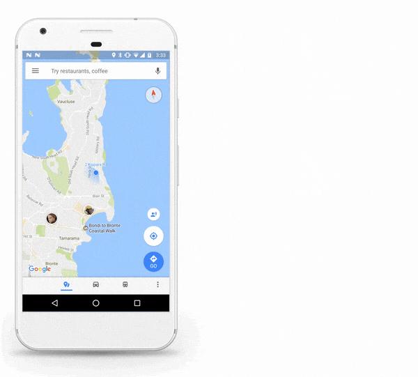 App da smartphone di Maps che mostra la condivisione della posizione.