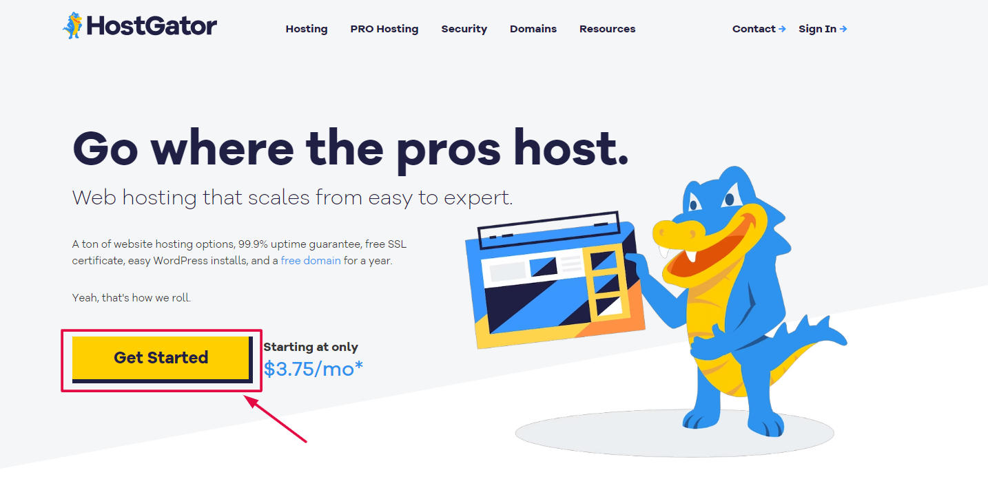 HostGator - Click get Started 