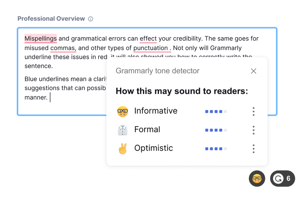 Le détecteur de ton Grammarly analyse la façon dont un texte peut être perçu par les lecteurs.
