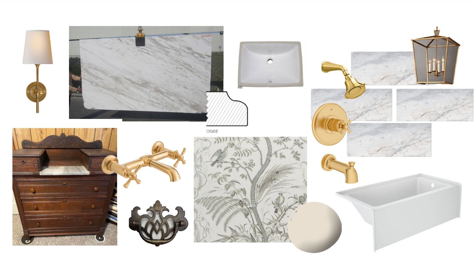 Vintage classic bathroom mood board