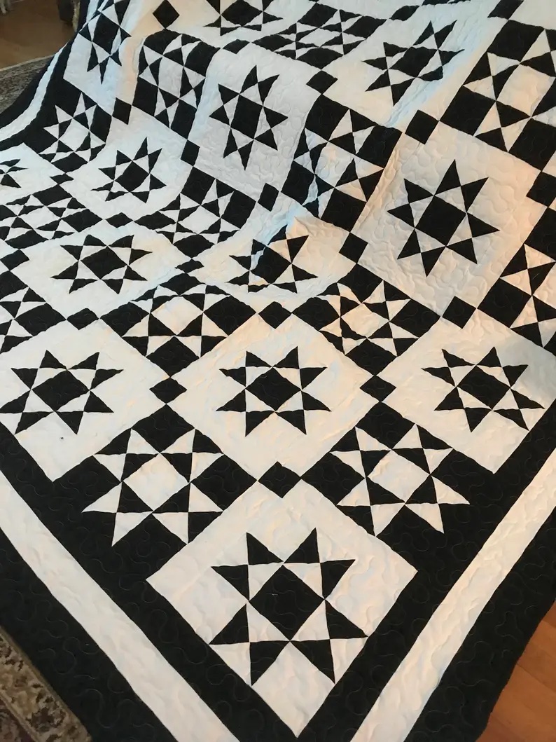  Black and White Ohio Star Quilt