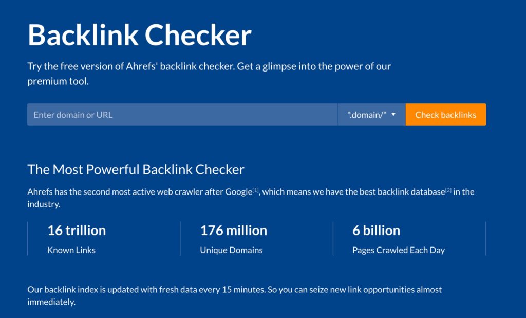 Ahrefs Free Backlink Checker