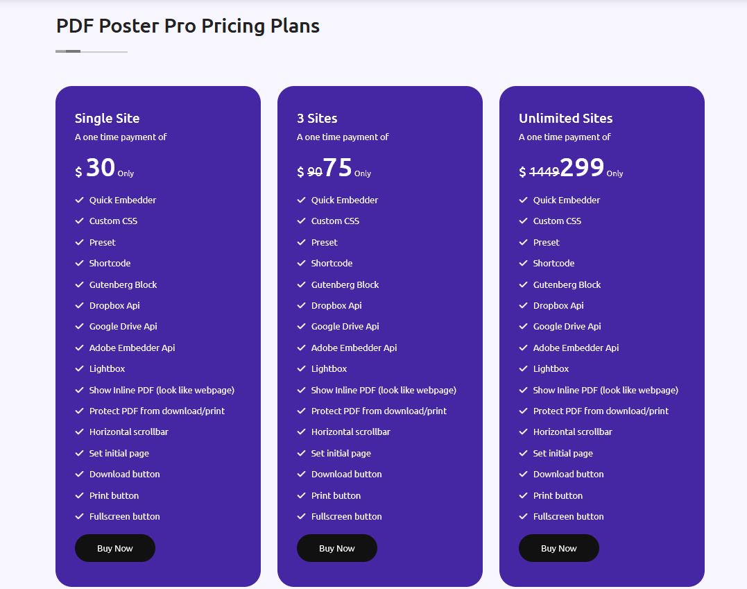 PDF Poster Plugin Review-pricing