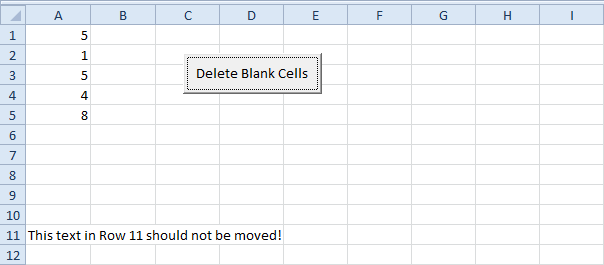 Delete Blank Cells Result