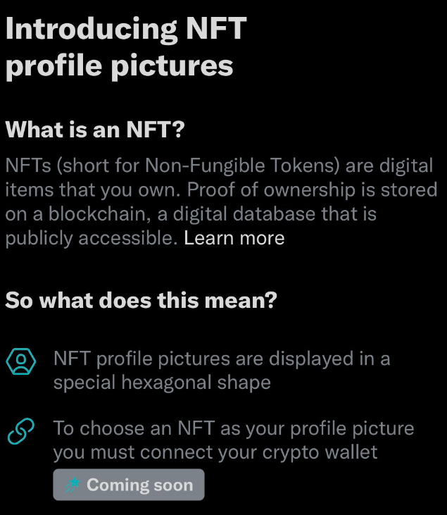 Twitter Updated NFT Policy