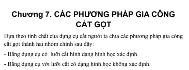 Chia sẻ tài liệu về Các phương pháp gia công cắt gọt