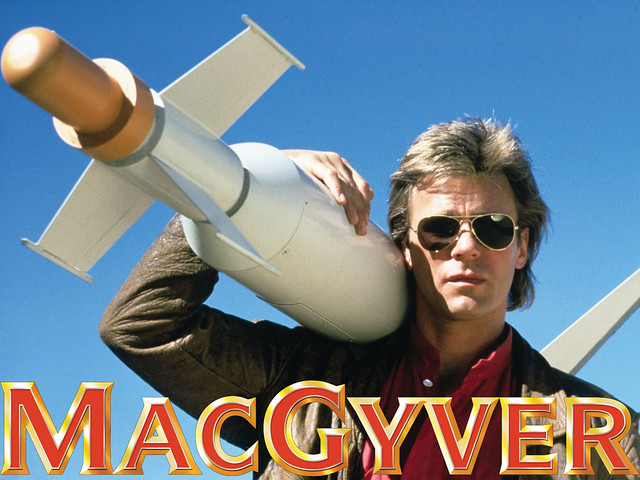 "To MacGyver", also known as bodging, is now a verb, defined as "improvising a working solution using whatever is on hand".
