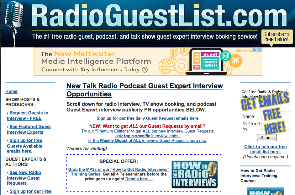 best pr tools, radio guest list