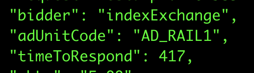 Screenshot showing Index Exchange bid server being utilized alongside Goldman Sachs ad creatives.