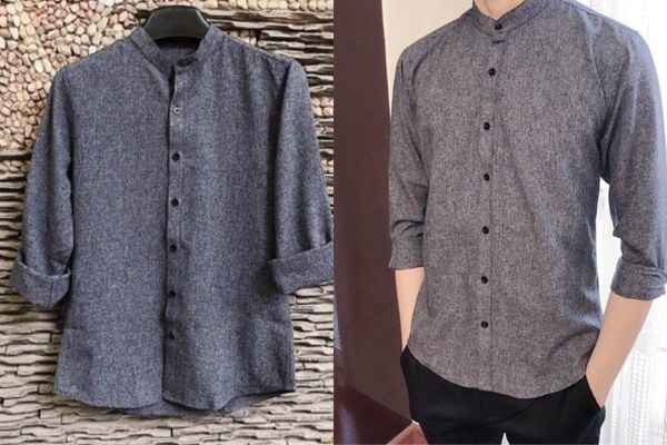 Sơ mi cổ tàu vải đũi mang vẻ đẹp tinh tế, nhã nhặn