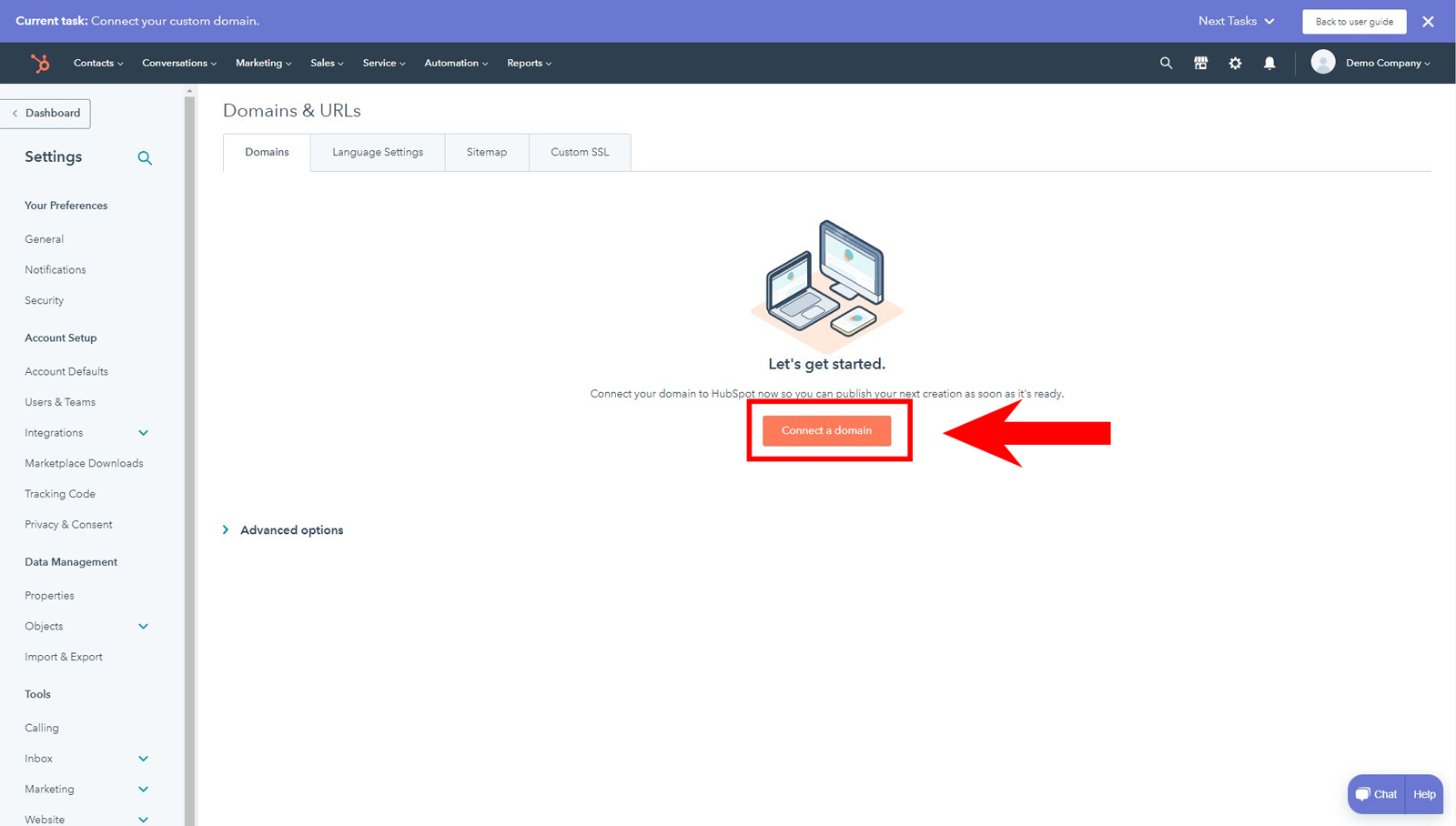 Connect a custom domain to your website.