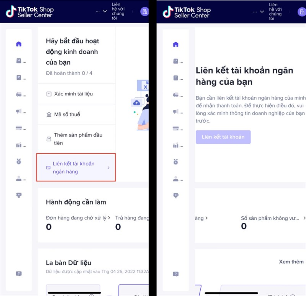 Liên kết ngân hàng để hoàn thành các bước bán hàng trên tiktok shop