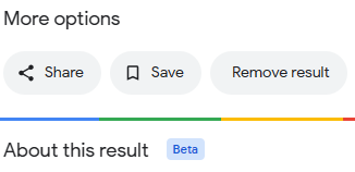 "More options" for a search result on Google