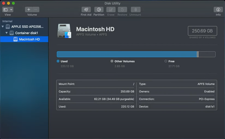 Disk Utility on macOS