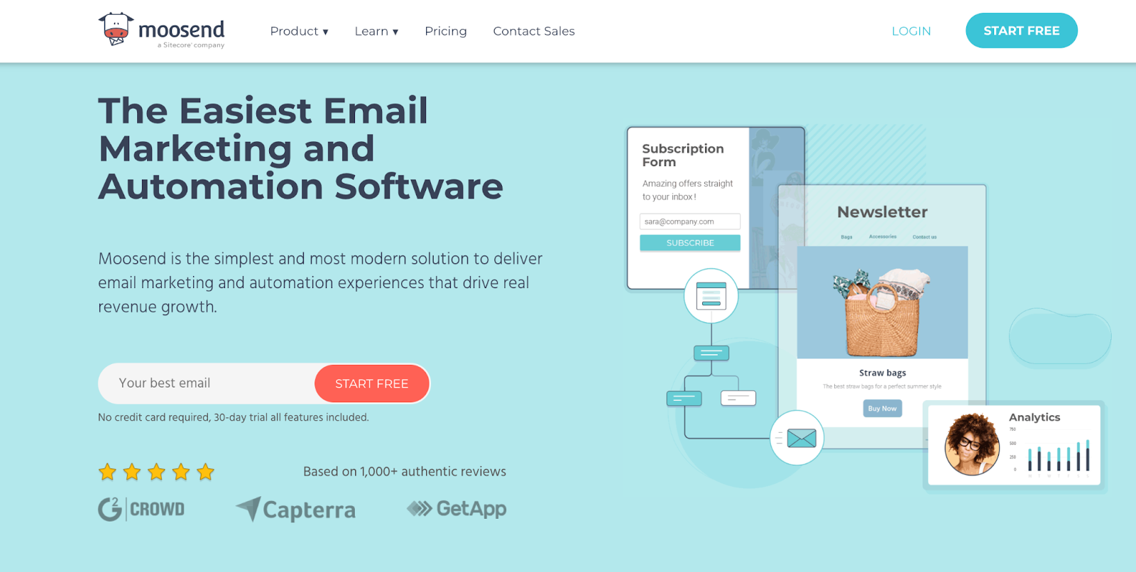 Moosend for email marketing templates