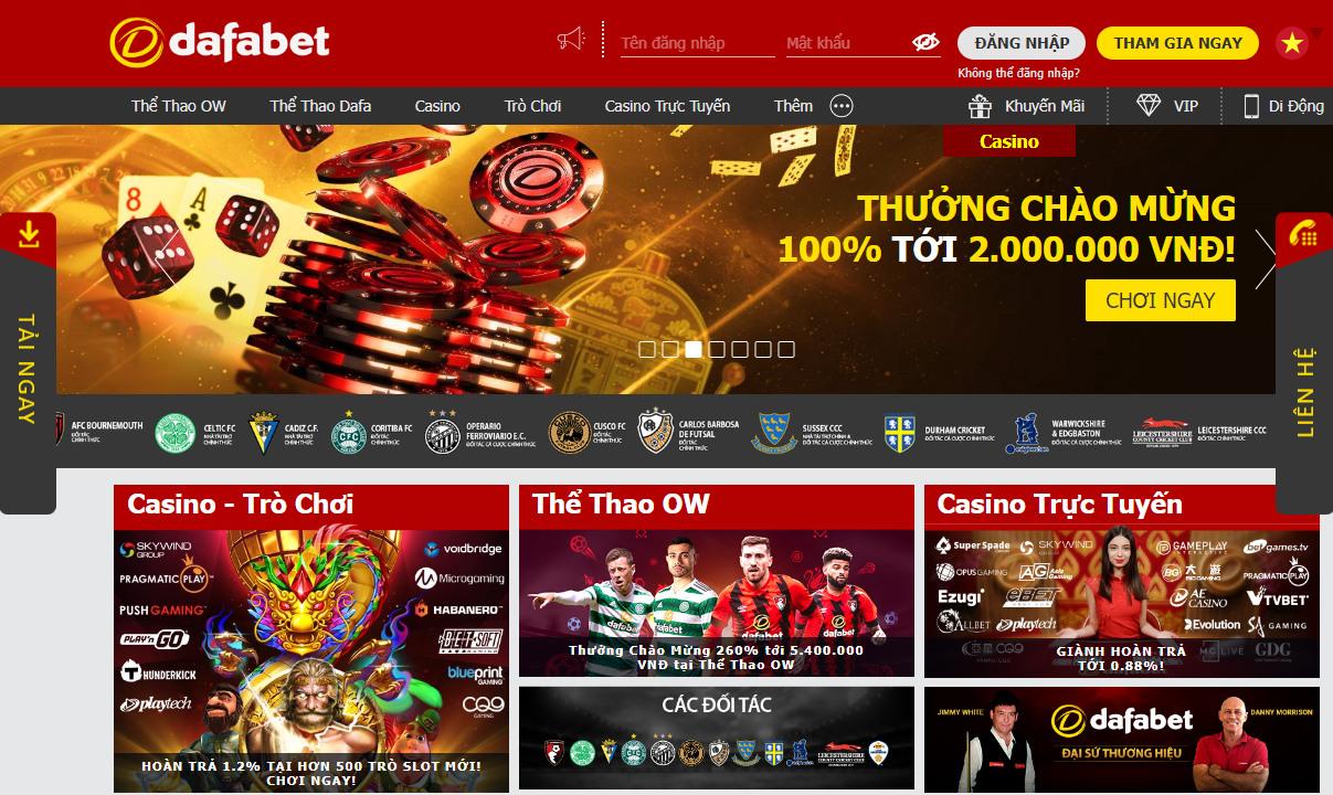 nhà cái uy tín Dafabet được xếp hạng Top 13 web Casino online