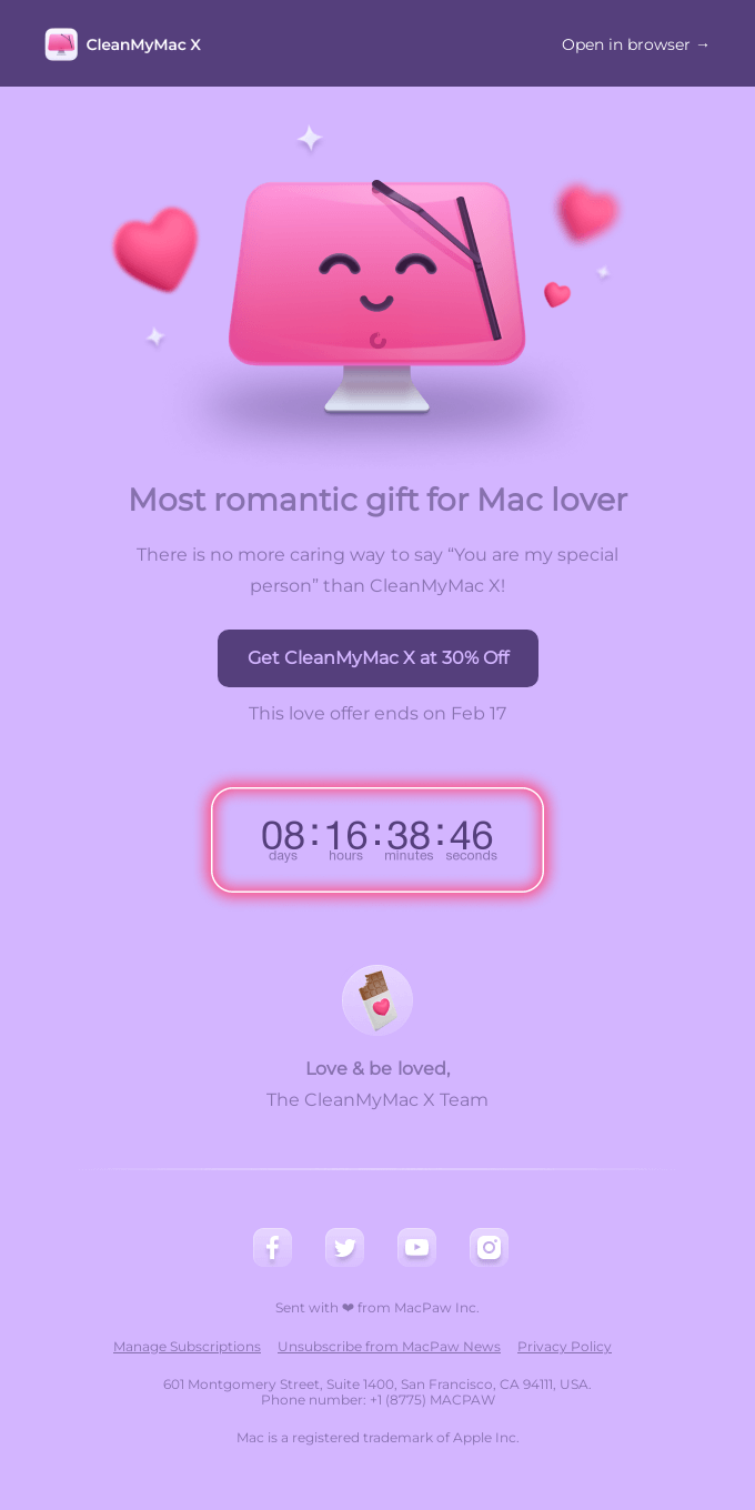 Valentine's Day Email template - Wrapping products around themes that aren't direct related to it.