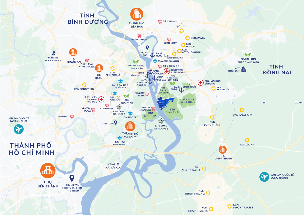 Tiện ích ngoại khu đa dạng của Izumi City