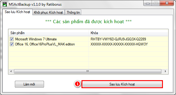 Sao lưu bản quyền Windows và Office với MSActBackUp