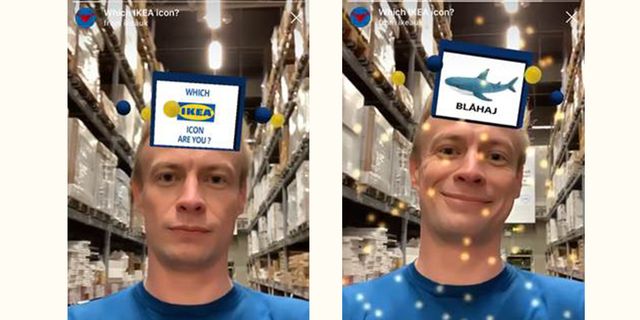 man uses ikea's augmented reality face filter