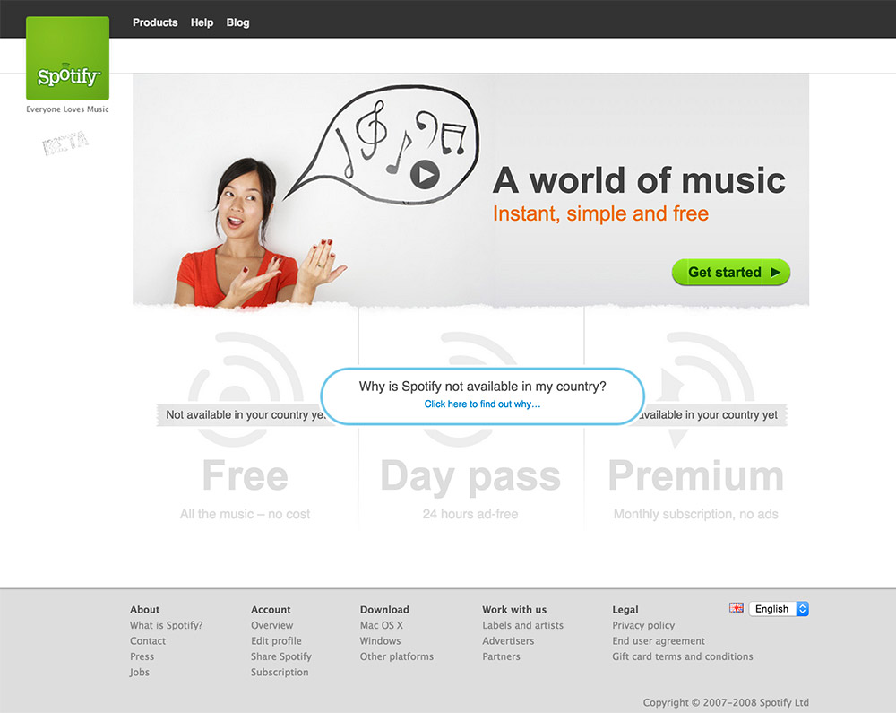 так выглядел Spotify в 2008