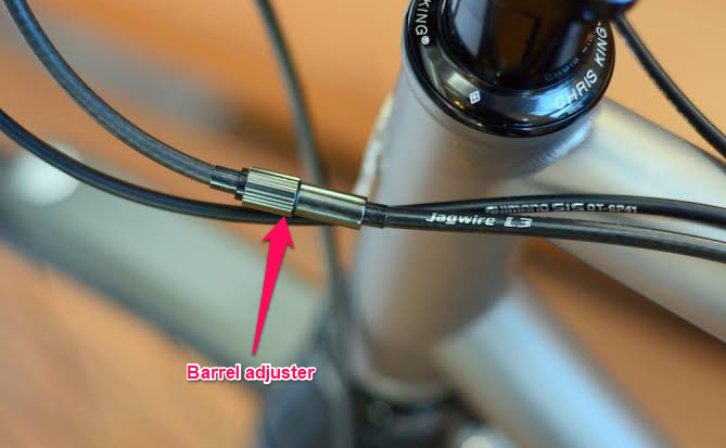To tighten the cable tension of your mountain bike turn the barrel adjuster.