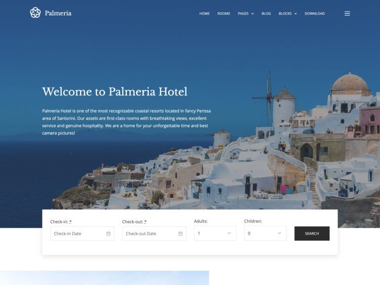 Thème WordPress gratuit pour l'hôtel Palmeria