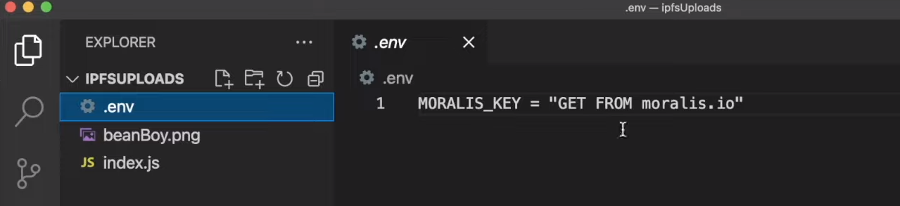 .env file to create new IPFS Ethereum project in Visual Studio Code