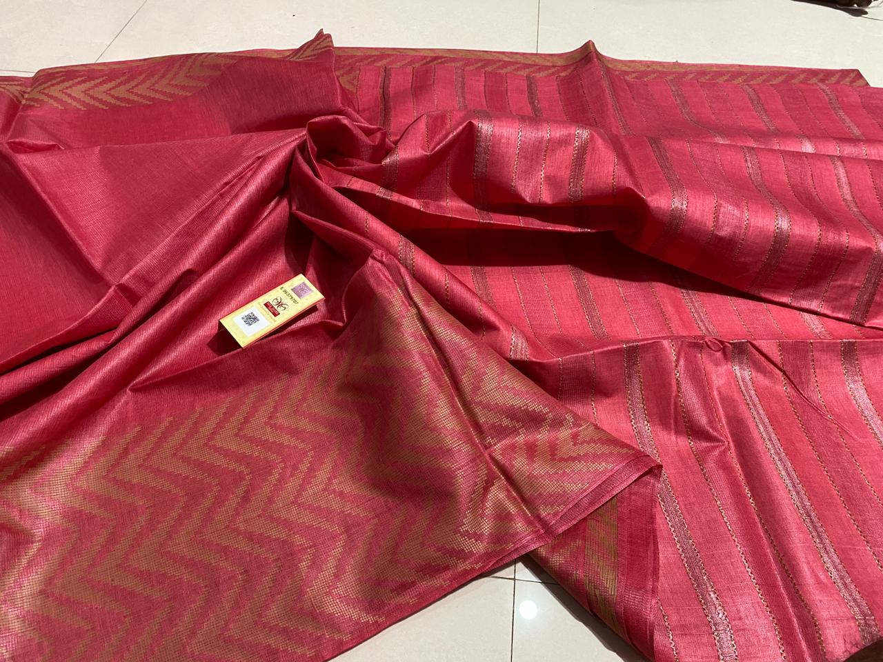 Tussar silk both side weaving border sarees