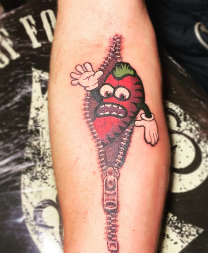 Red Chili Zipper Tattoo