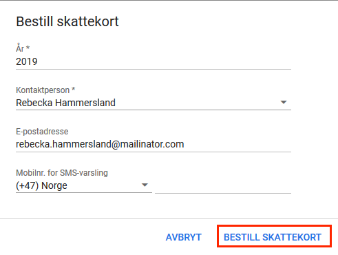 Bestille skattekort