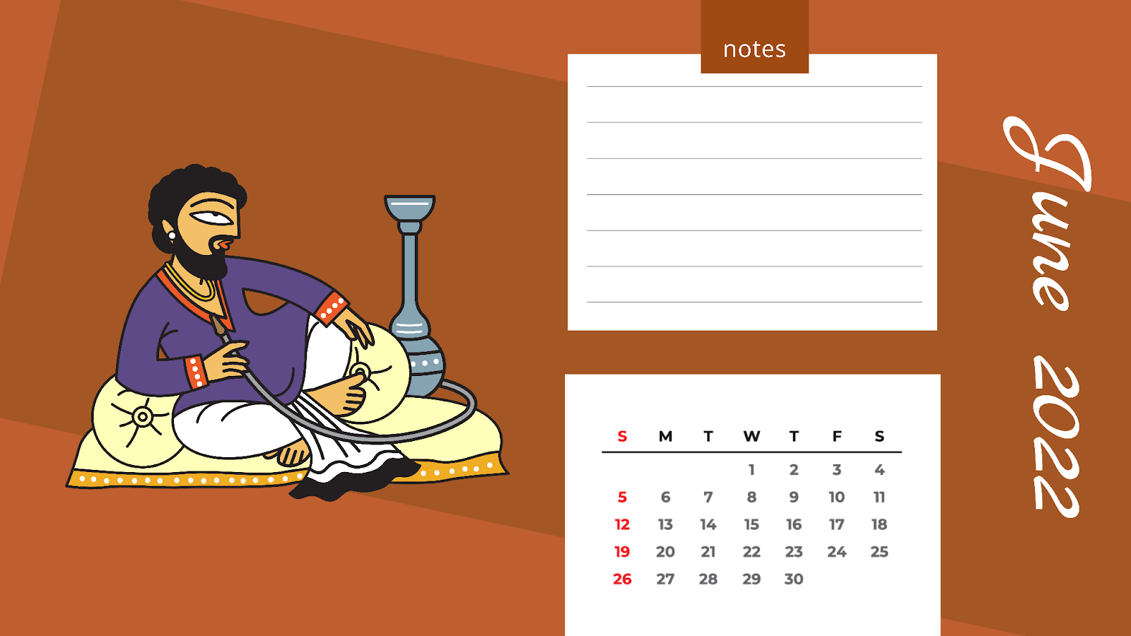 Customized Calendar June month with DrawHipo's Art of Bengal Illustrations  