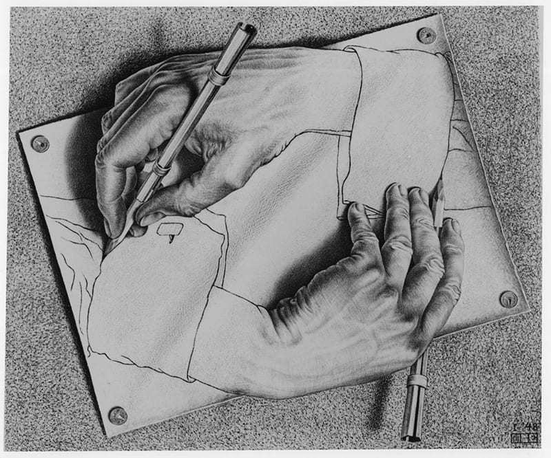 Drawing Hands, 1948, lithograph
