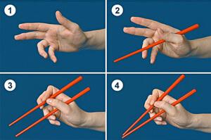 Як правильно тримати палички для суші лівою рукою?