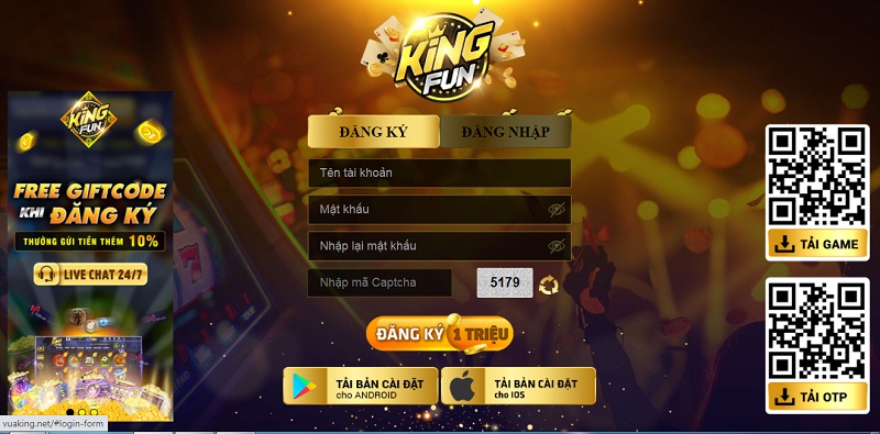 Biểu mẫu đăng ký cổng game bài đổi thưởng King Tips