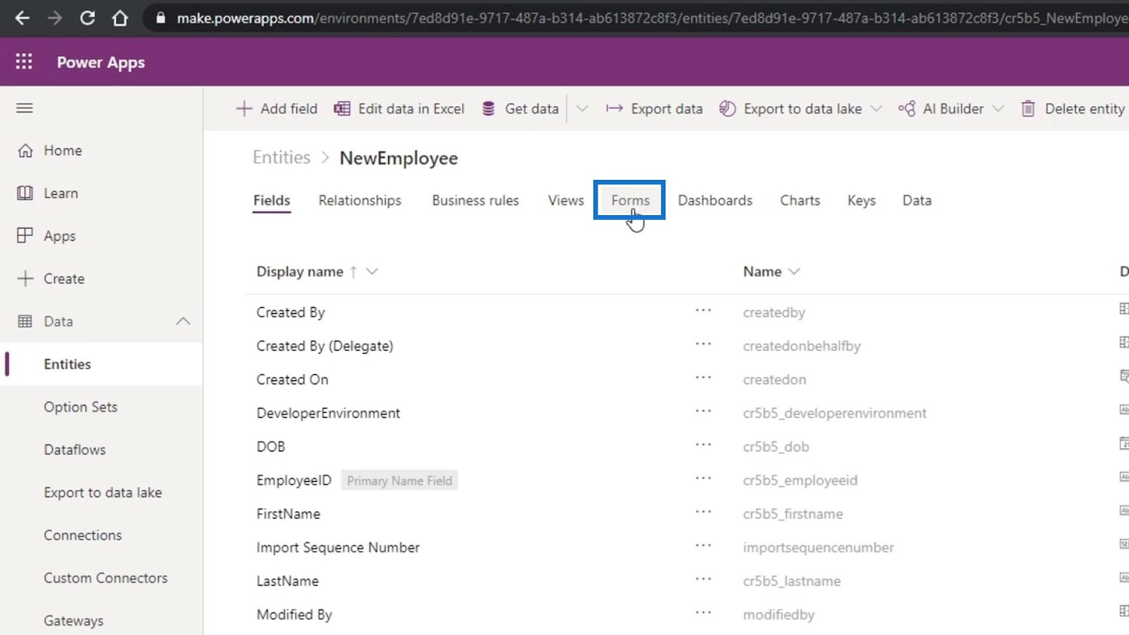 PowerApps forms