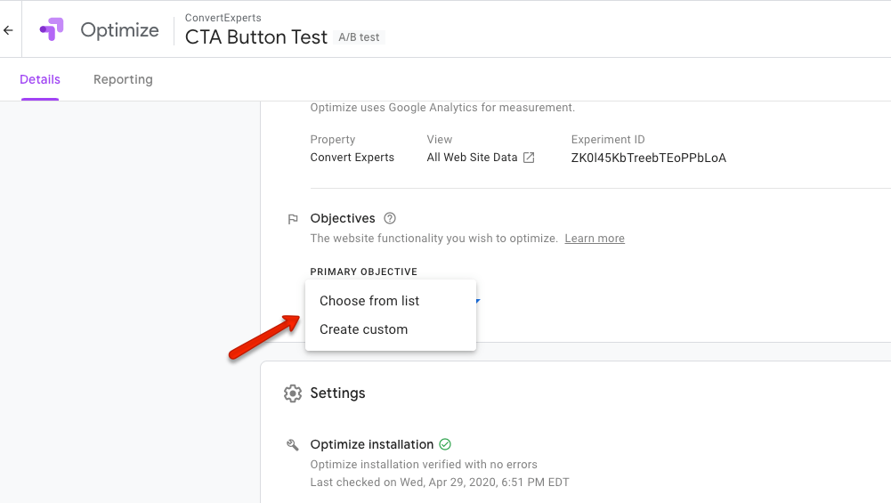 traffic allocation option within a/b tests