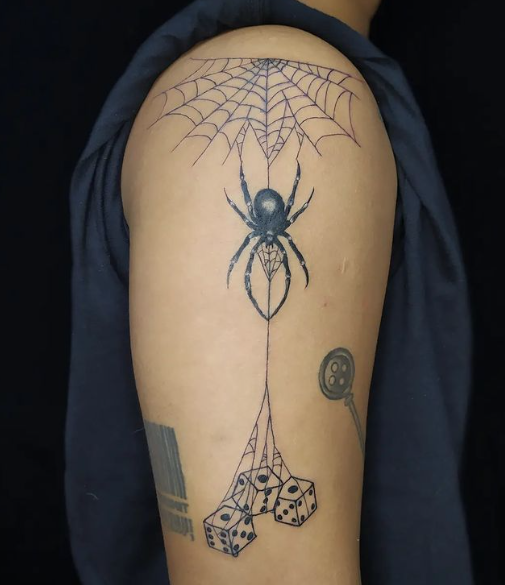 Dice Spider Web Tattoo