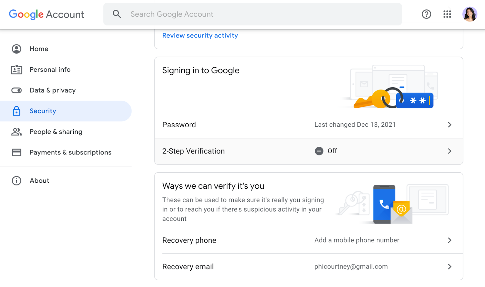 how to enable 2FA on Google steps one and two