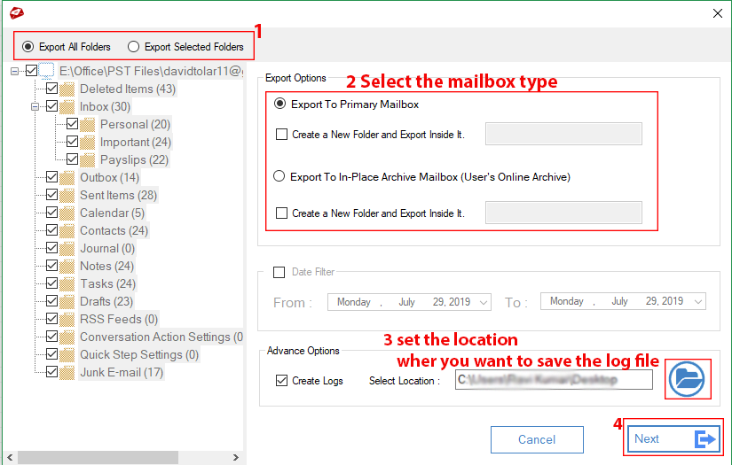 Import PST to Office 365 Archive Mailbox with MailsDaddy software