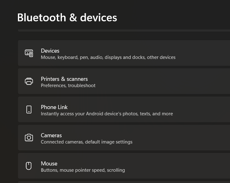 bluetooth camera settings